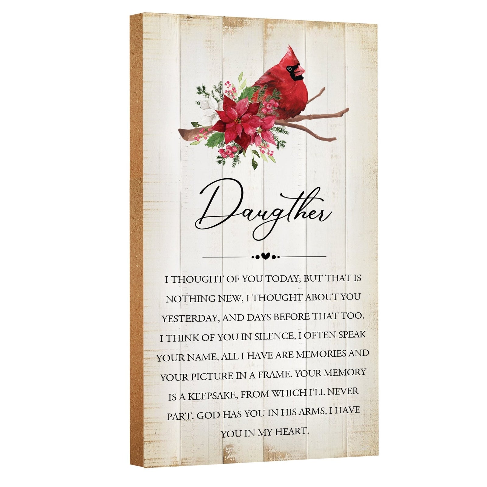 A wooden memorial wall plaque with a cardinal design - Lifesong Milestones Cardinal Memorial Wooden Wall Plaque for Home Decorations.