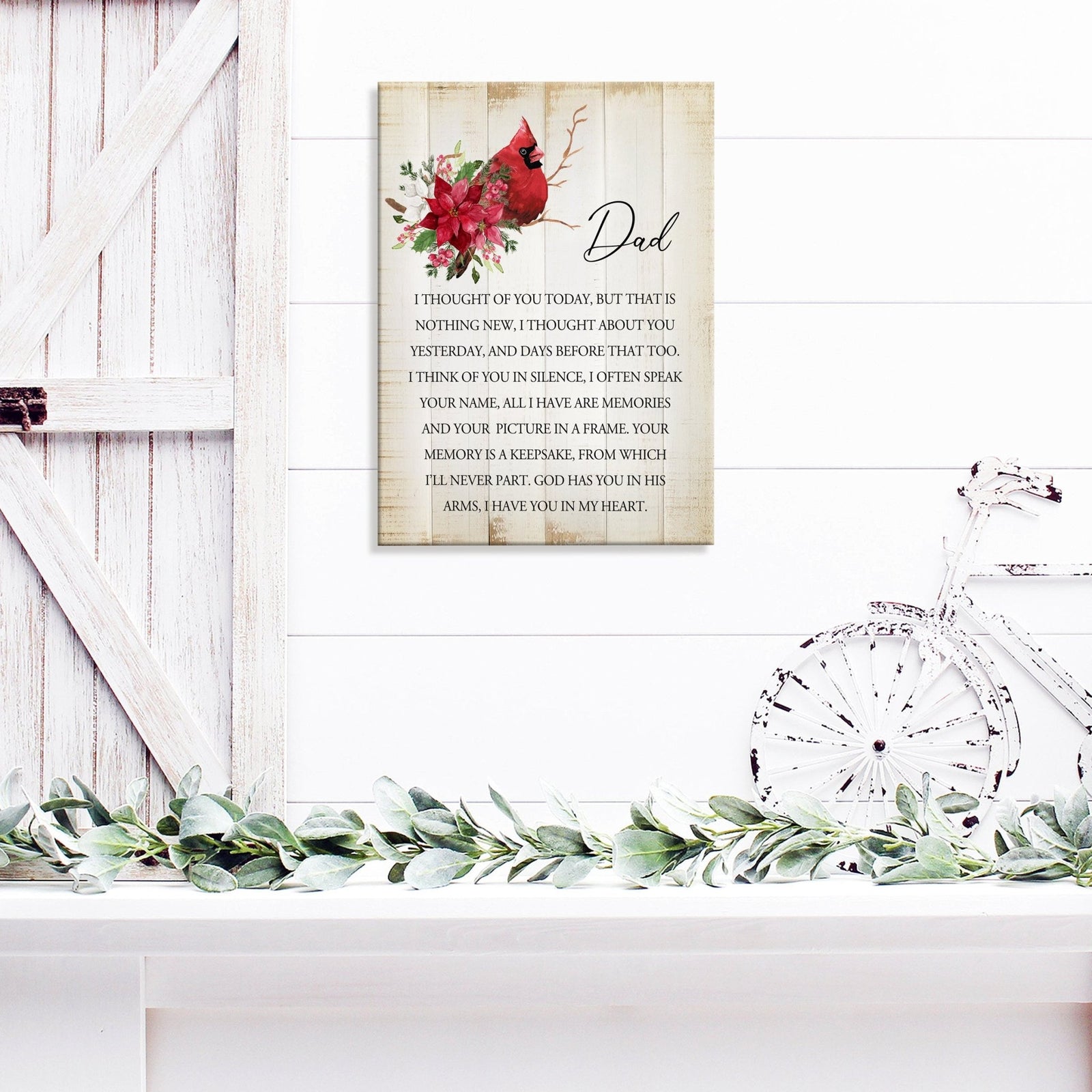 Wooden memorial decor to commemorate a loved one.