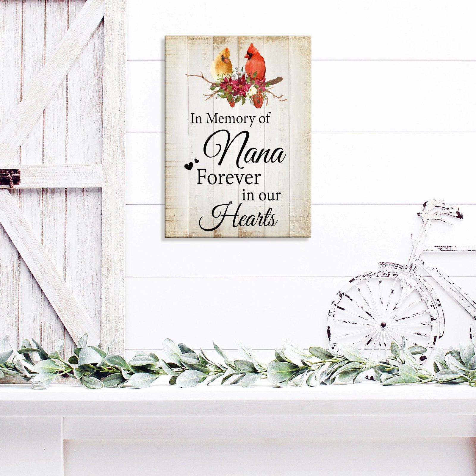 Wooden memorial decor to commemorate a loved one.