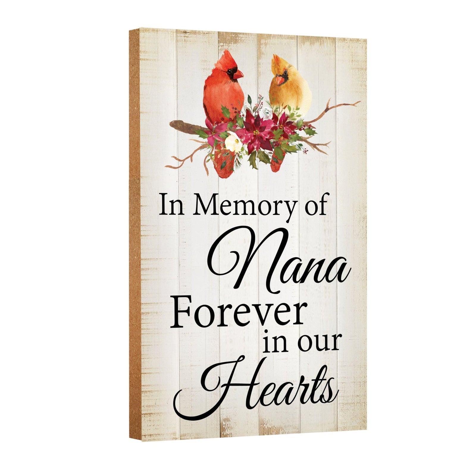 A wooden memorial wall plaque with a cardinal design - Lifesong Milestones Cardinal Memorial Wooden Wall Plaque for Home Decorations.