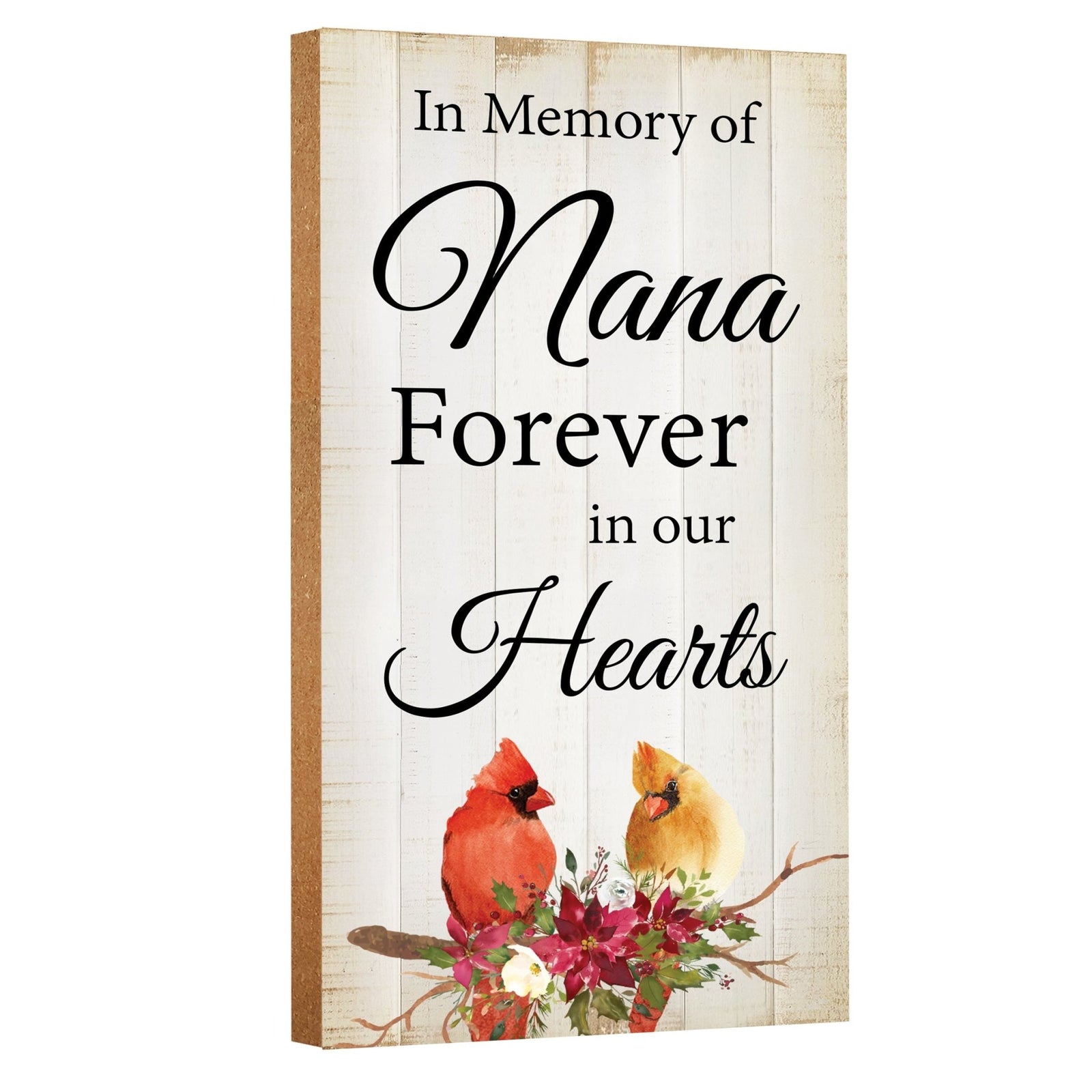 A wooden memorial wall plaque with a cardinal design - Lifesong Milestones Cardinal Memorial Wooden Wall Plaque for Home Decorations.