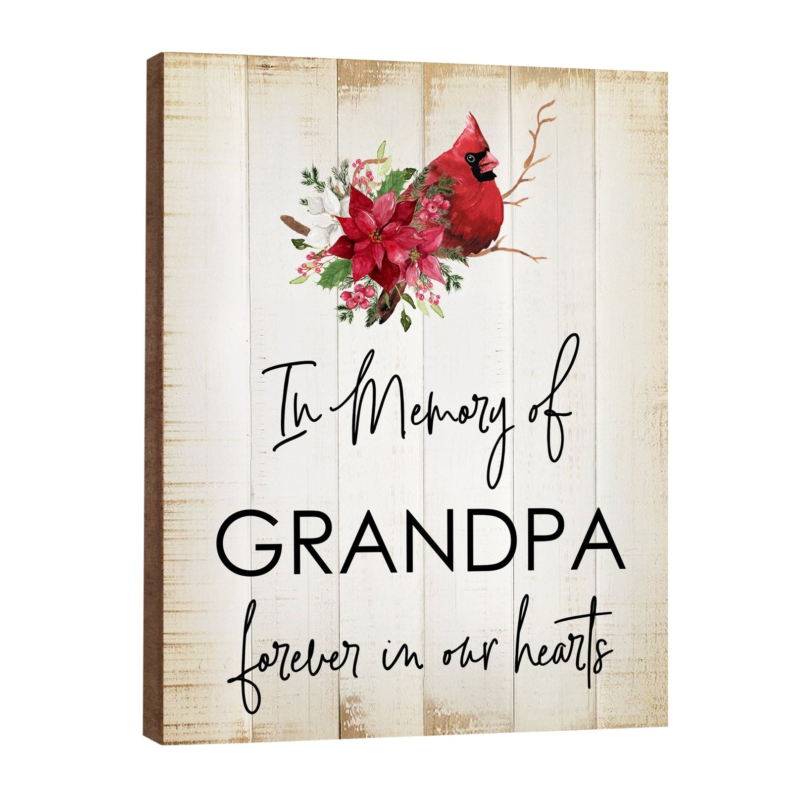 A wooden memorial wall plaque with a cardinal design - Lifesong Milestones Cardinal Memorial Wooden Wall Plaque for Home Decorations.