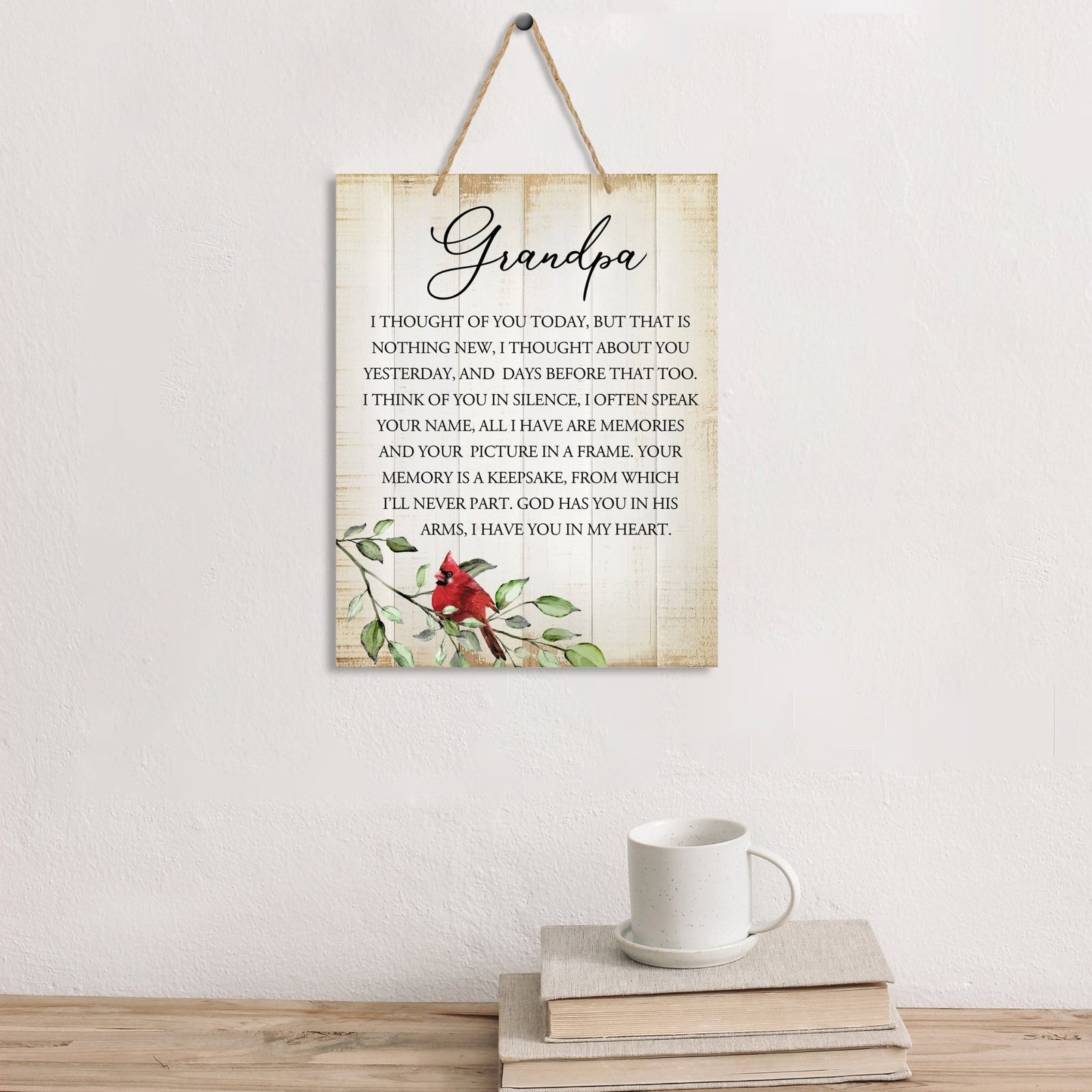 Wooden hanging memorial wall sign, a comforting reminder of the past, and a symbol of eternal love and remembrance.