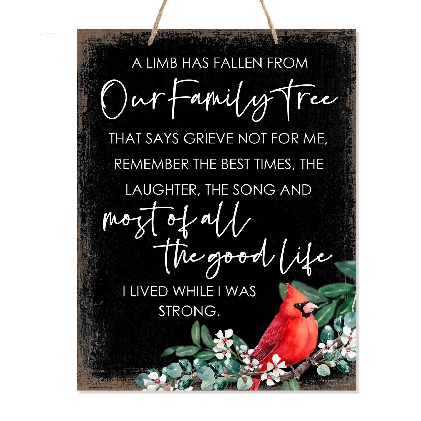A wooden memorial ribbon sign featuring a cardinal ribbon, perfect for memorial decorations and loved one memorial gifts.