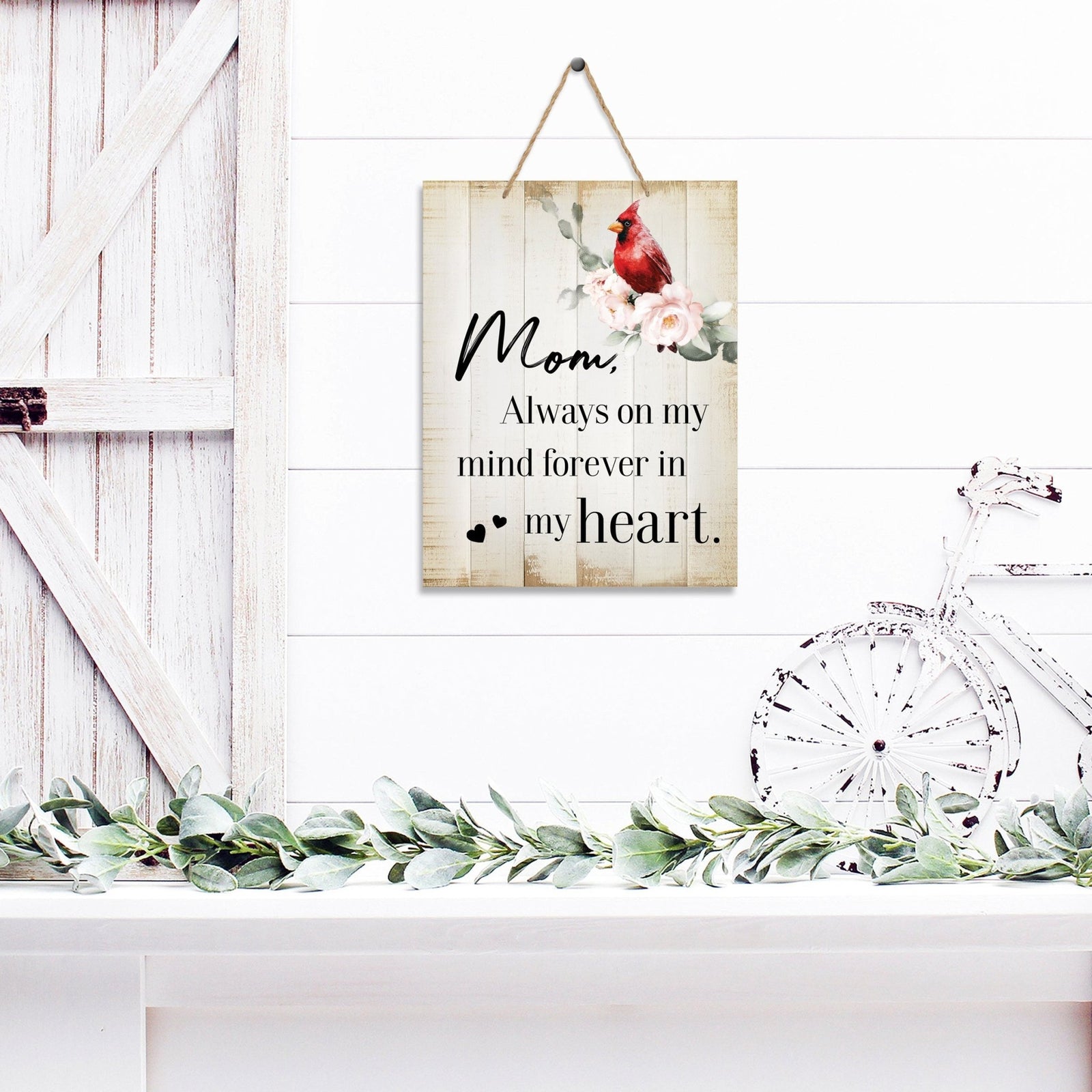 Wooden hanging memorial wall sign, a comforting reminder of the past, and a symbol of eternal love and remembrance.