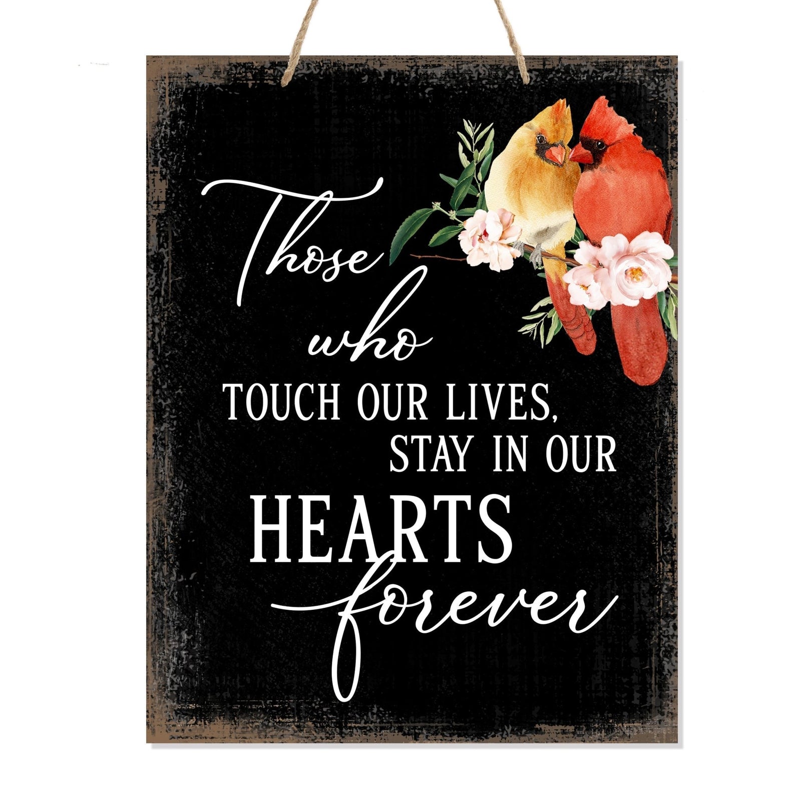 A wooden memorial ribbon sign featuring a cardinal ribbon, perfect for memorial decorations and loved one memorial gifts.