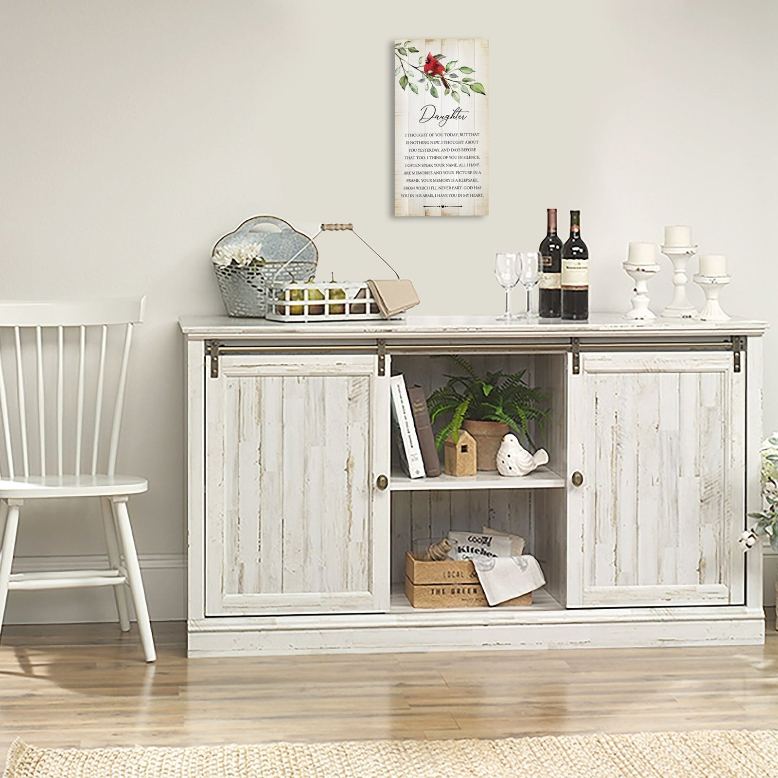 A wooden memorial wall plaque with a heartfelt design.