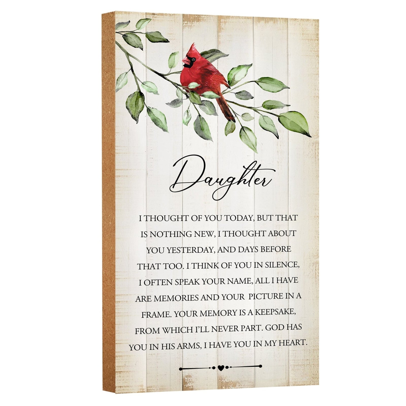 Memorial gifts for the loss of a loved one: A meaningful wooden plaque with a cardinal motif.