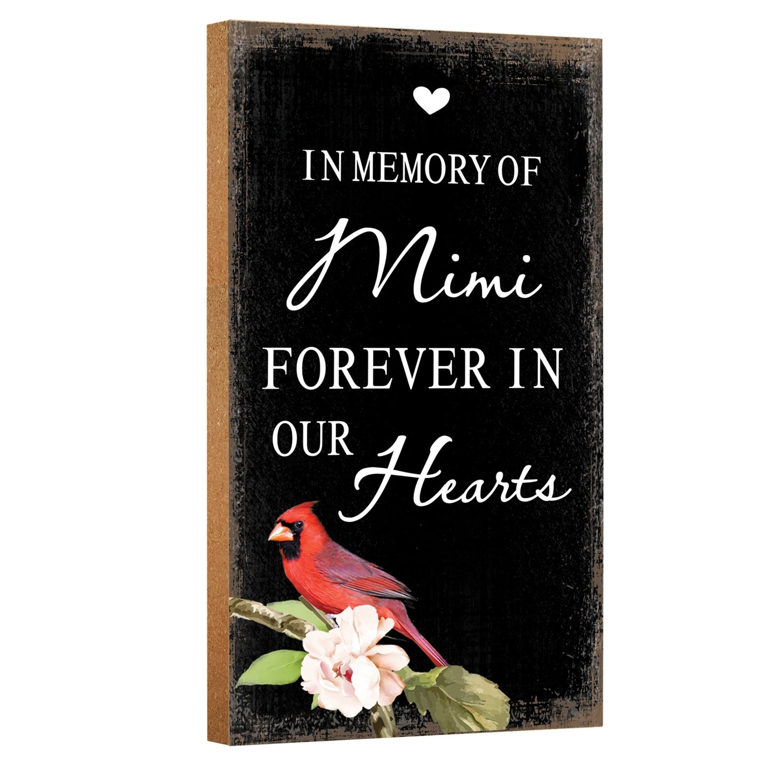 An elegant wooden memorial wall plaque adorned with a cardinal, designed to honor and cherish the memory of your loved one.