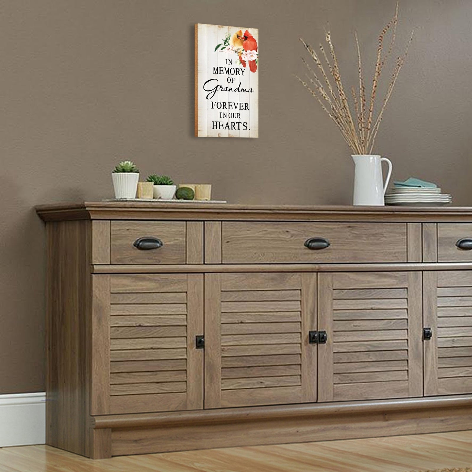 Memorial gifts for the loss of a loved one: A meaningful wooden plaque with a cardinal motif.