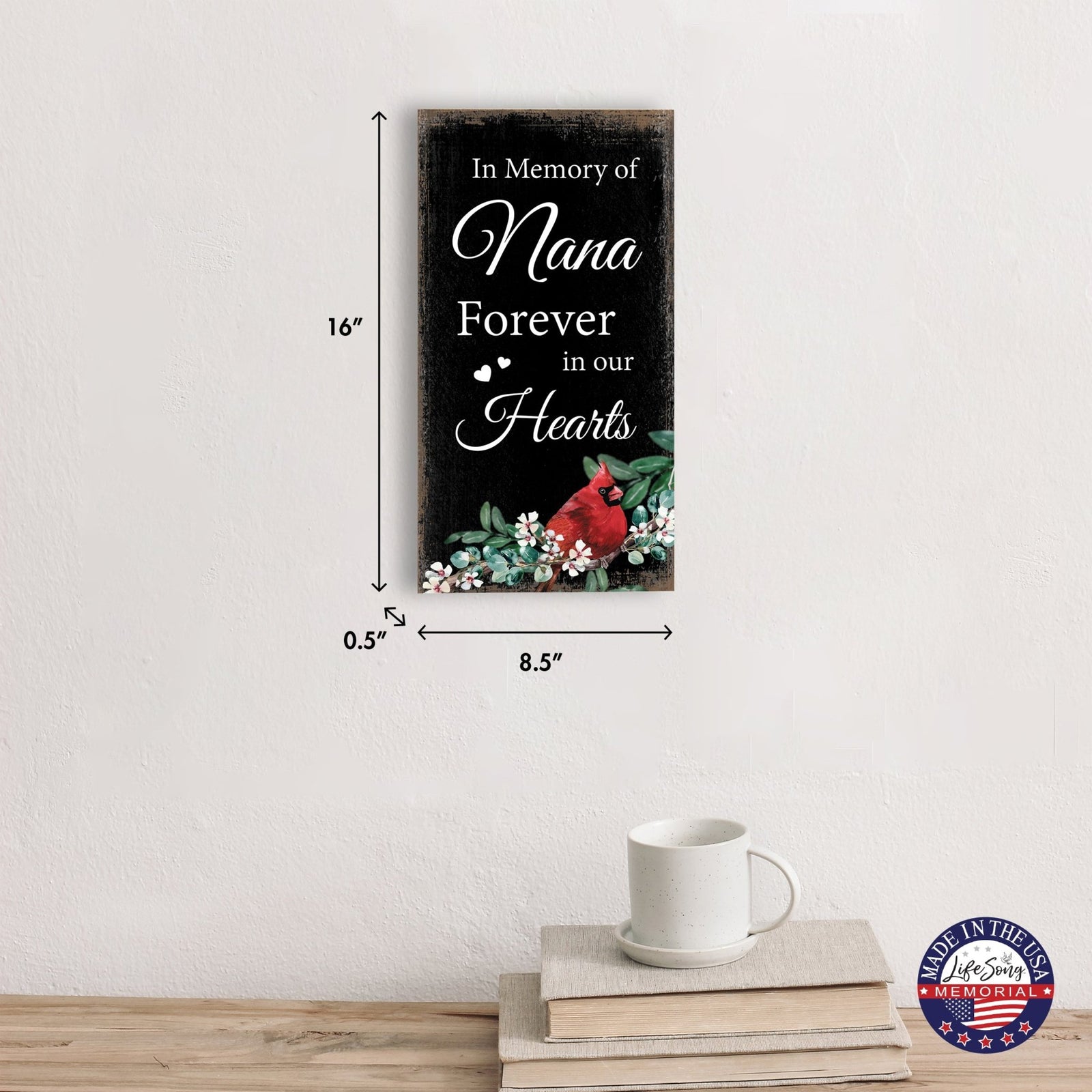 Cardinal Wooden Memorial Wall Plaque for Home Decor - In Memory Of - LifeSong Milestones