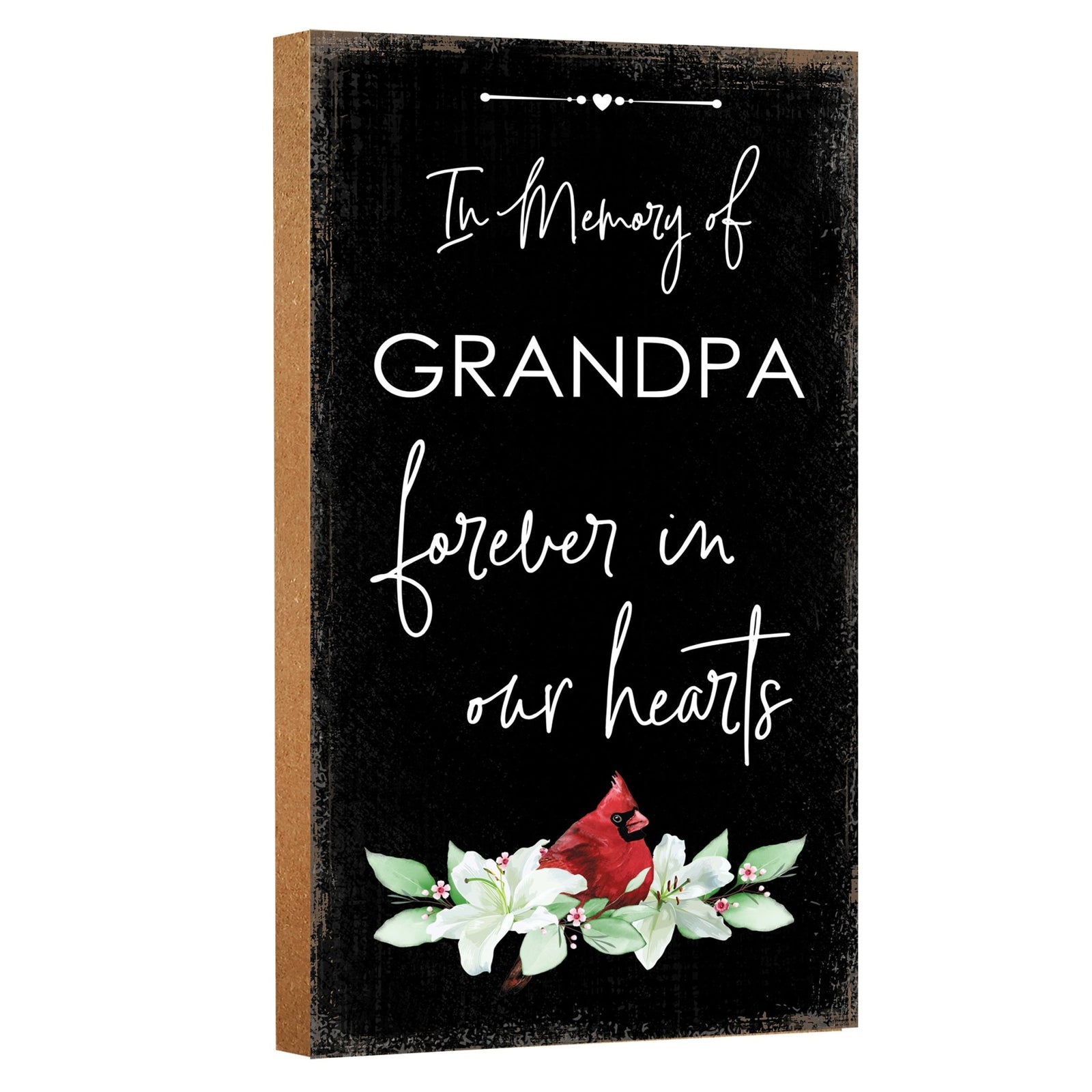 An elegant wooden memorial wall plaque adorned with a cardinal, designed to honor and cherish the memory of your loved one.