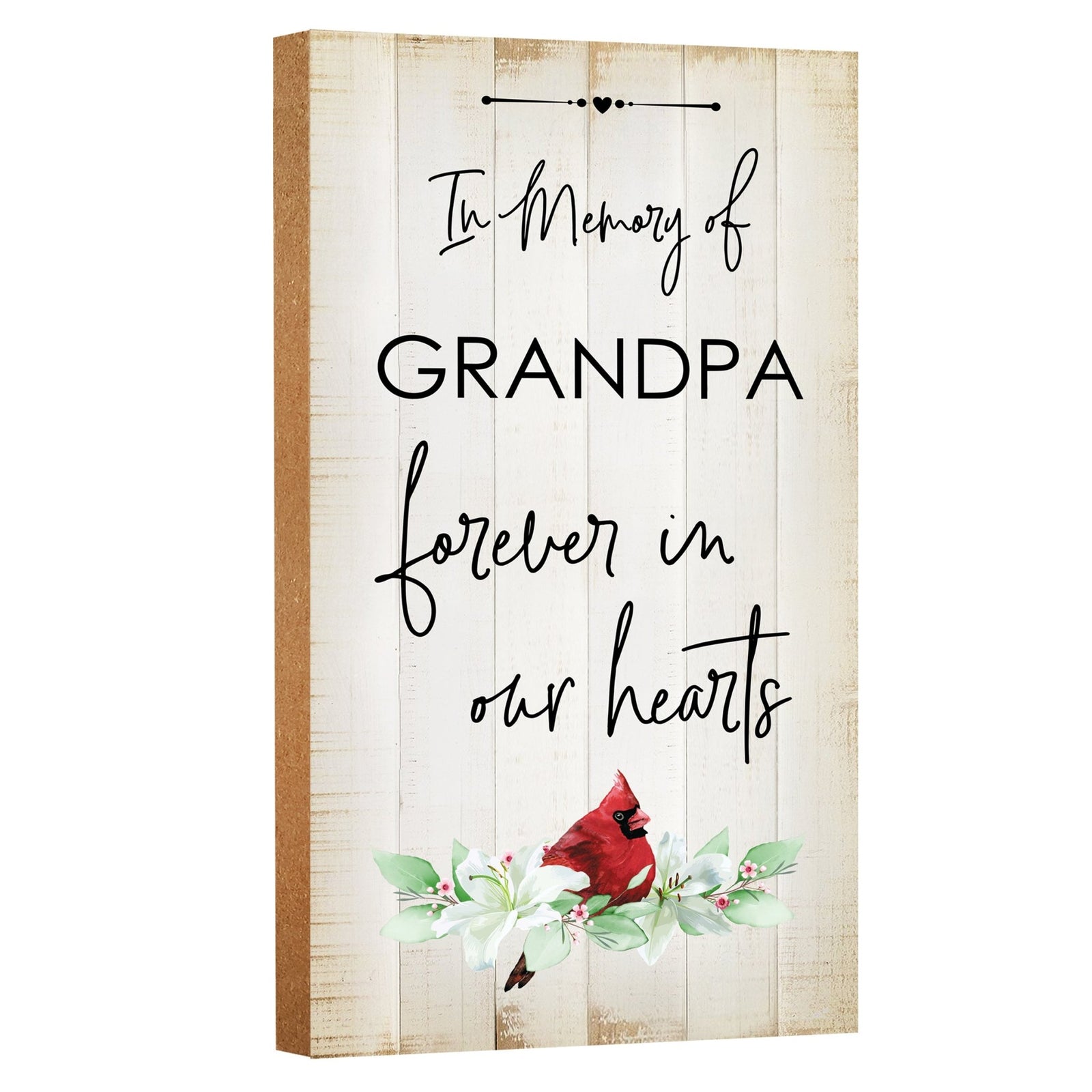 A wooden memorial wall plaque with a heartfelt design.