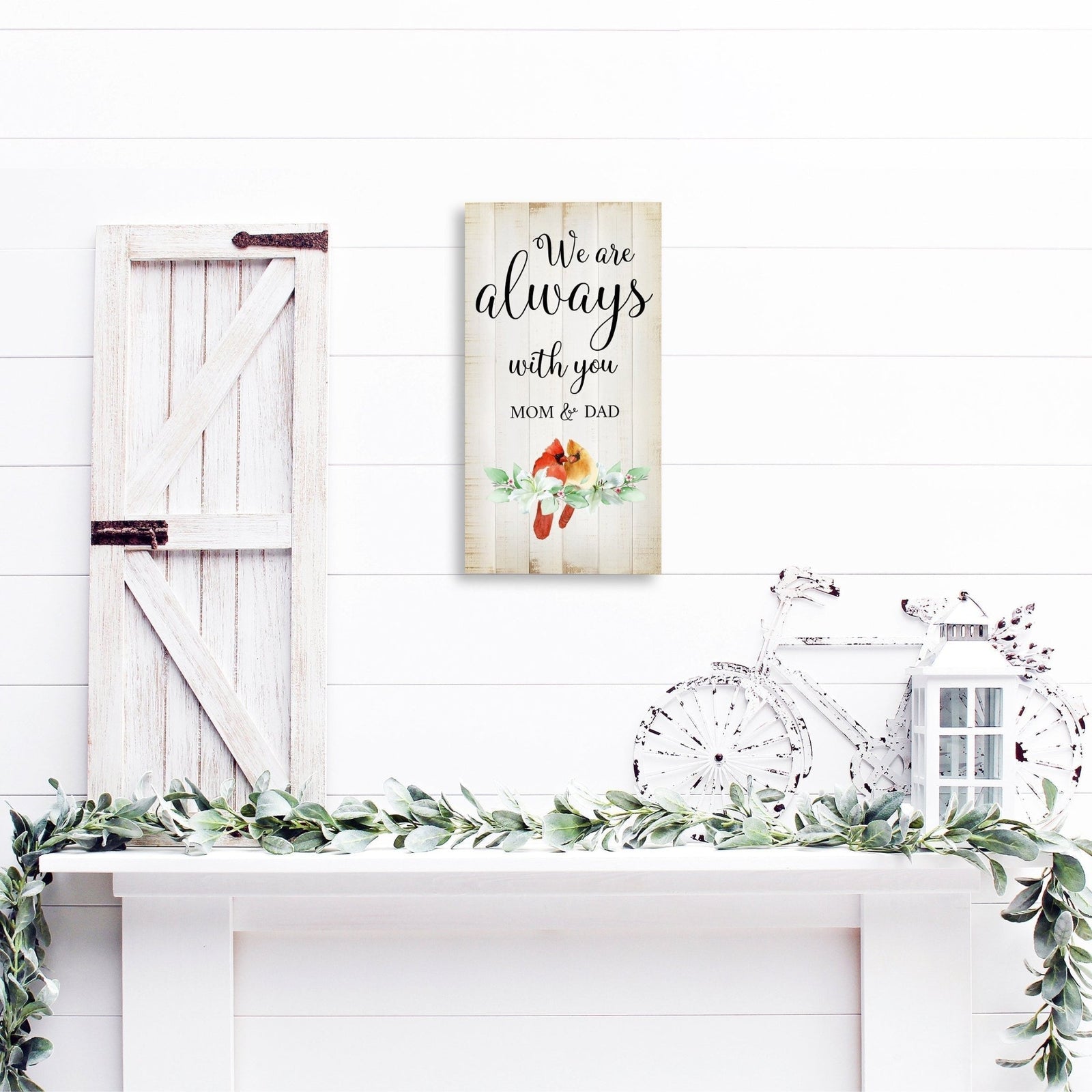 A wooden memorial wall plaque with a heartfelt design.