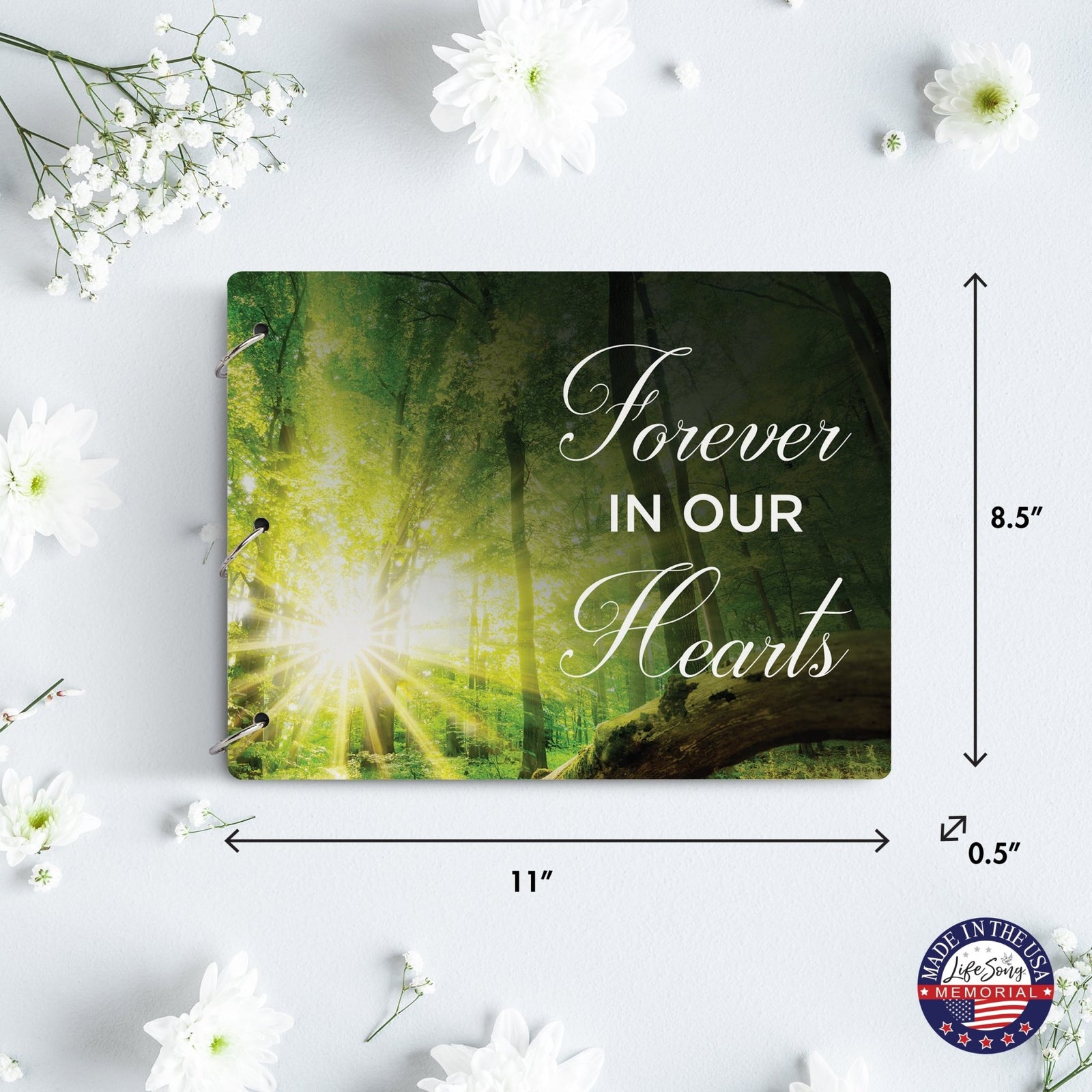 Celebration Of Life Funeral Guest Books For Memorial Services Registry With Wooden Cover - Forever In Our Hearts - LifeSong Milestones