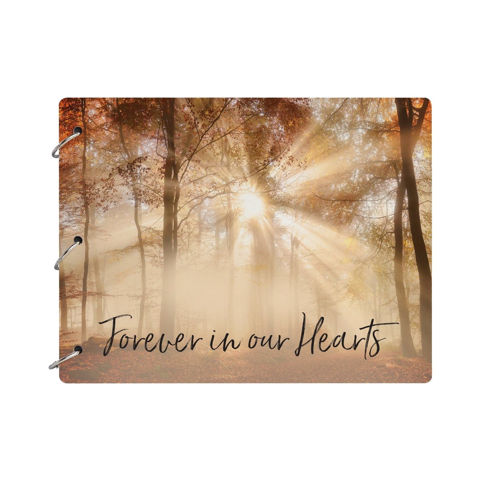 Celebration Of Life Funeral Guest Books For Memorial Services Registry With Wooden Cover - Forever In Our Hearts - LifeSong Milestones