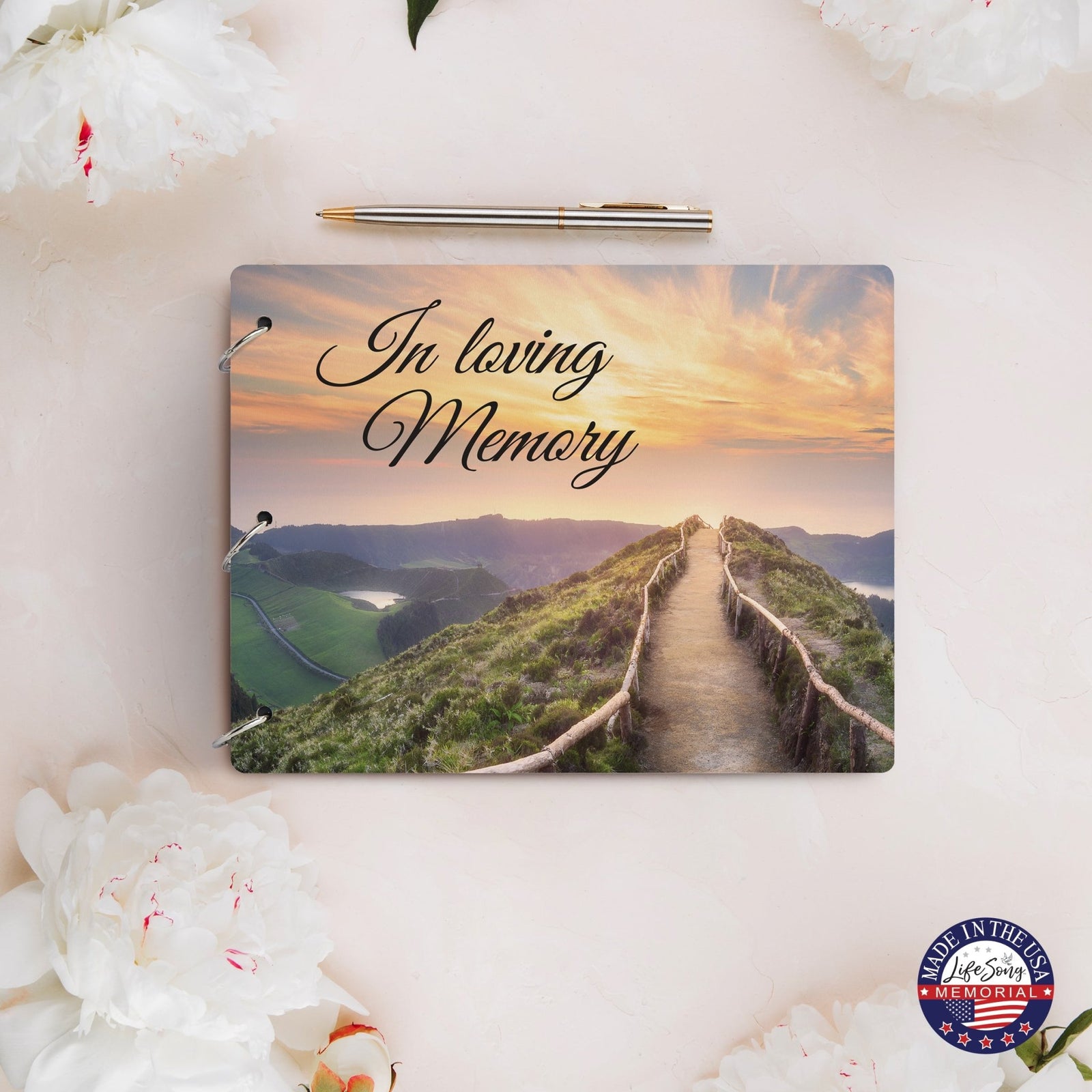 Celebration Of Life Funeral Guest Books For Memorial Services Registry With Wooden Cover - In Loving Memory - LifeSong Milestones