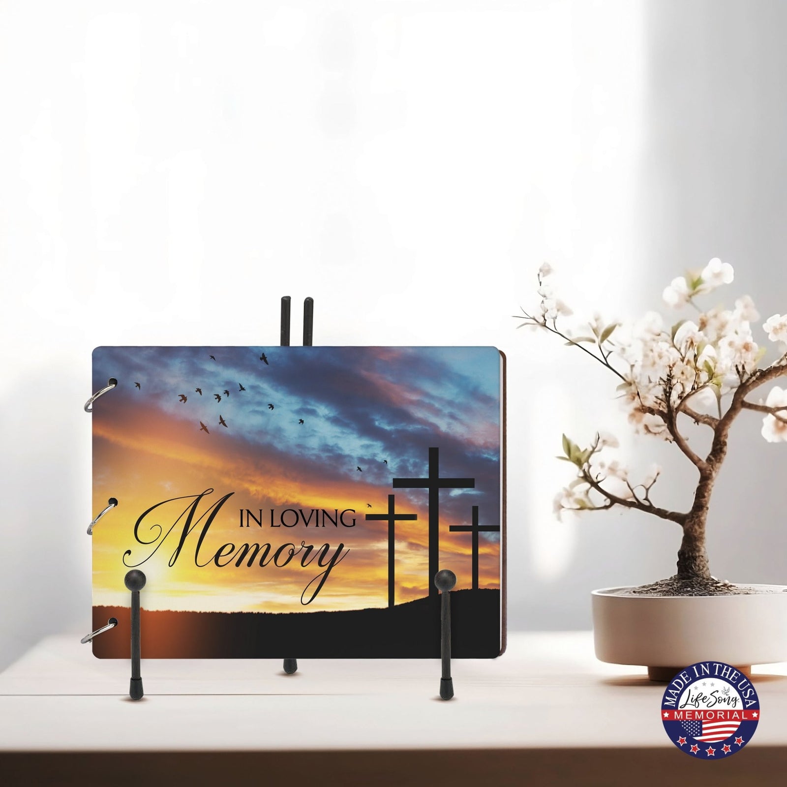 Celebration Of Life Funeral Guest Books For Memorial Services Registry With Wooden Cover - In Loving Memory - LifeSong Milestones
