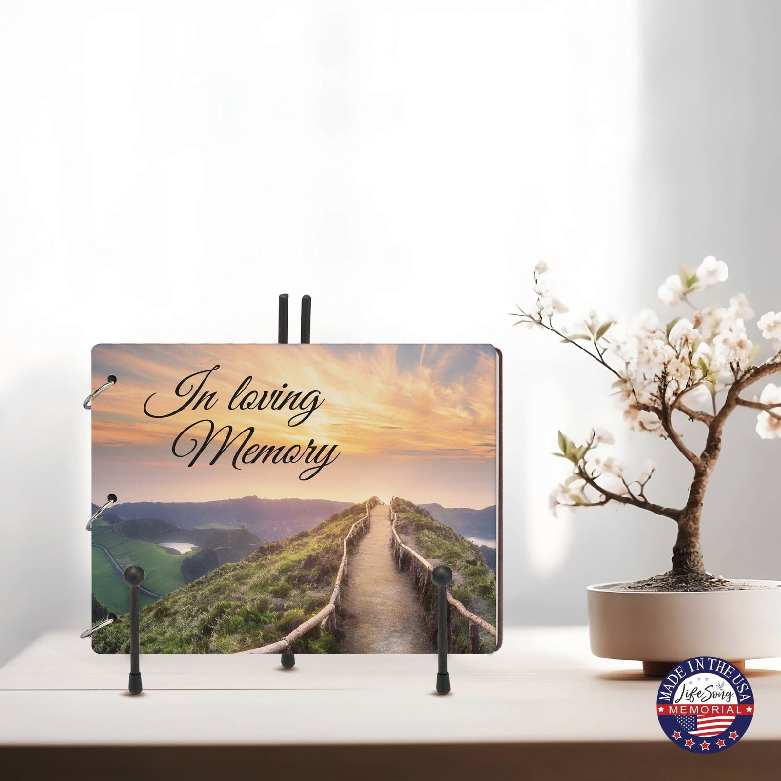 Celebration Of Life Funeral Guest Books For Memorial Services Registry With Wooden Cover - In Loving Memory - LifeSong Milestones