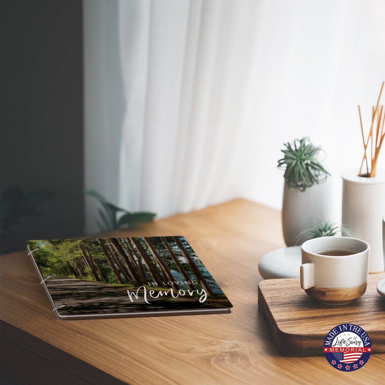 Celebration Of Life Funeral Guest Books For Memorial Services Registry With Wooden Cover - In Loving Memory - LifeSong Milestones