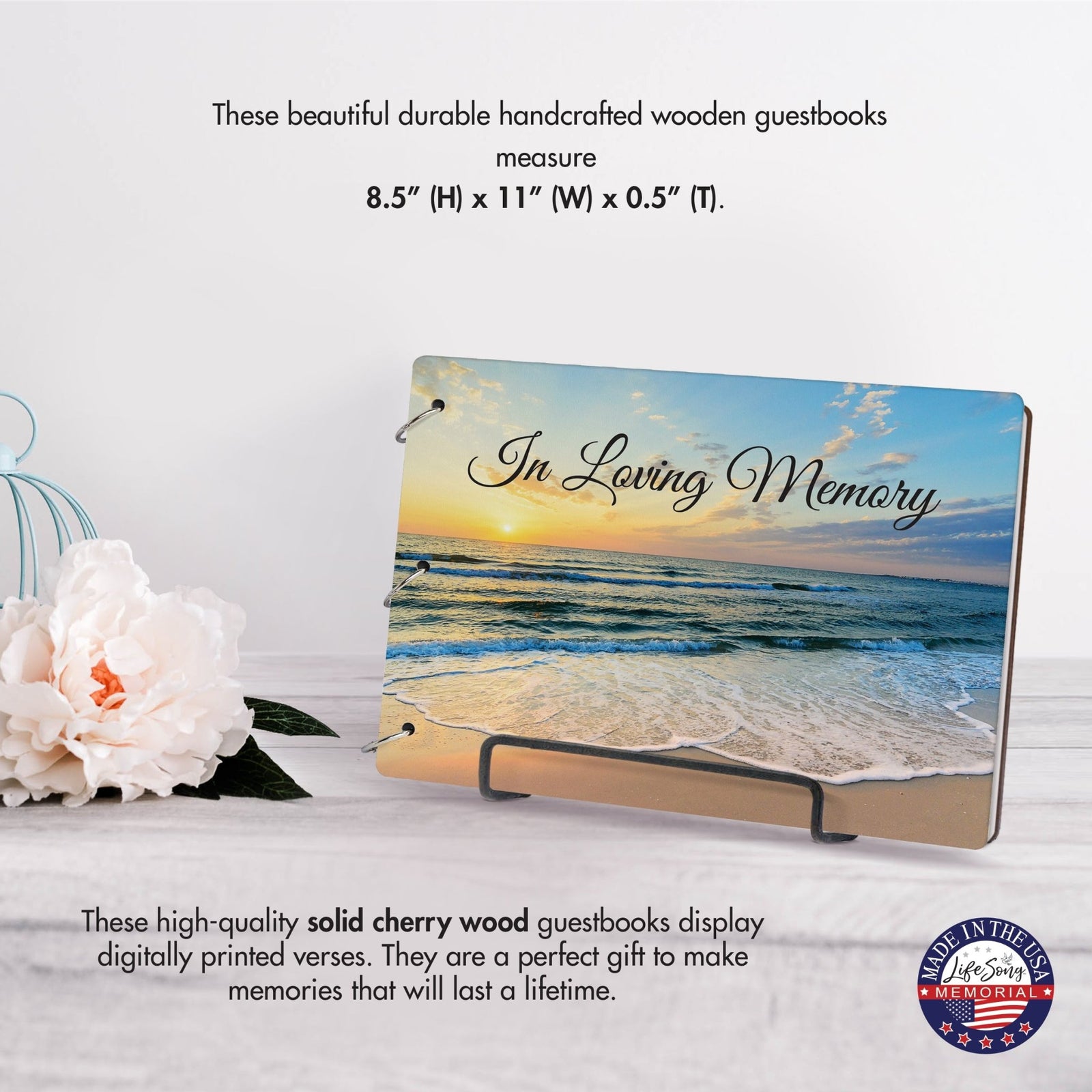 Celebration Of Life Funeral Guest Books For Memorial Services Registry With Wooden Cover - In Loving Memory - LifeSong Milestones