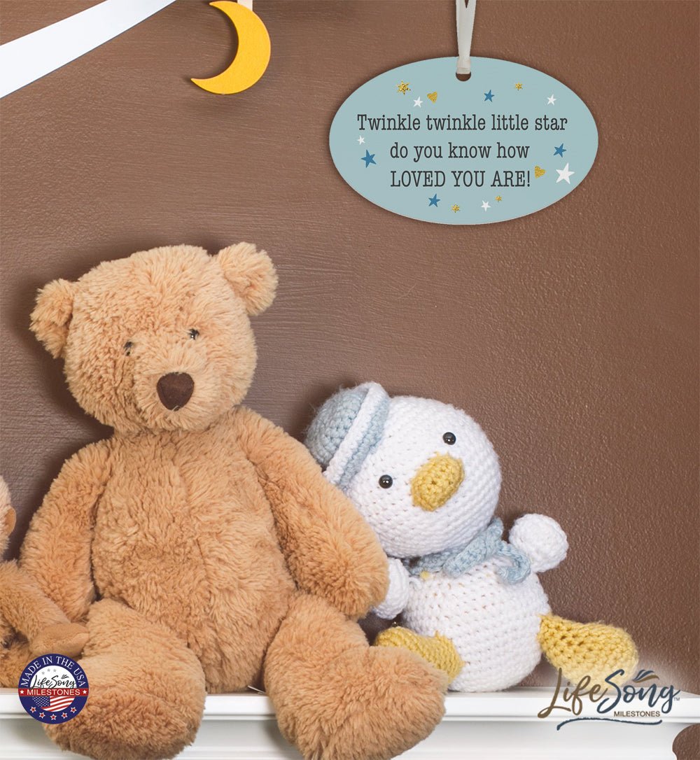 Child Baptism Blue Hanging Ornament Verse Gift for Godson - LifeSong Milestones