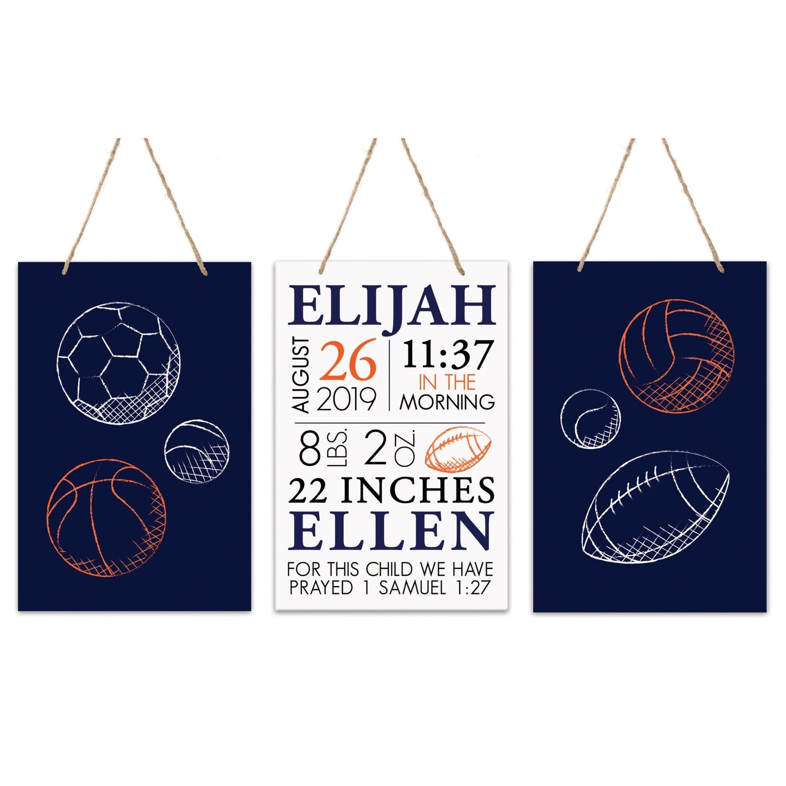 Childrens Wall Decor For Boys and Girls Bedroom - Blue Sports - LifeSong Milestones