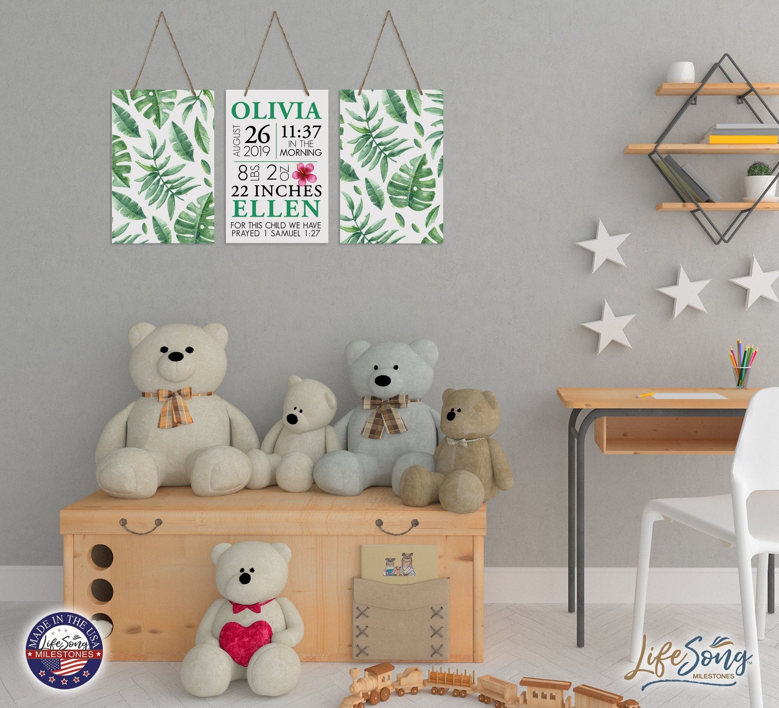 Childrens Wall Decor For Boys and Girls Bedroom - Leaves - LifeSong Milestones