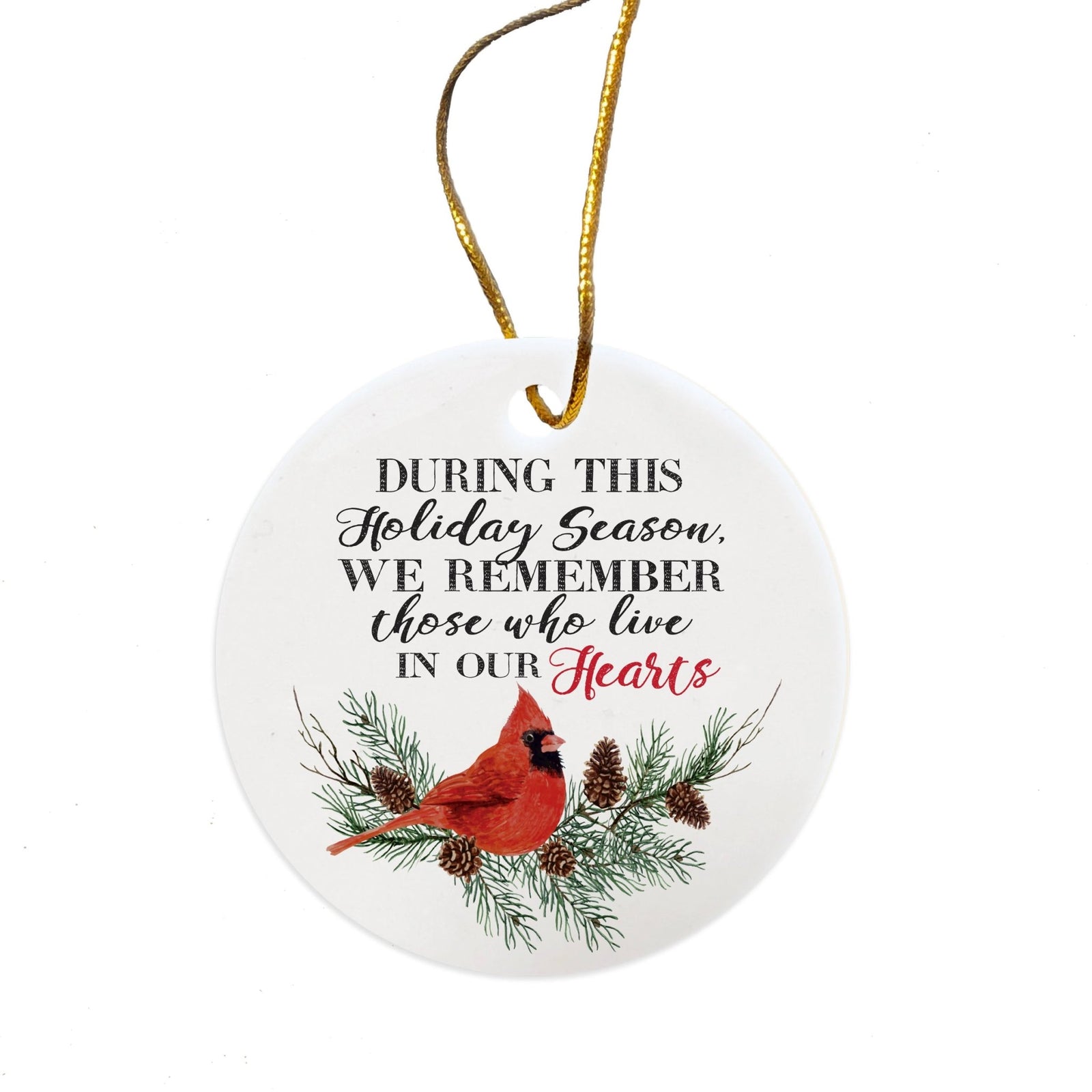 Christmas Cardinal Memorial Ceramic Ornament - We Remember - LifeSong Milestones