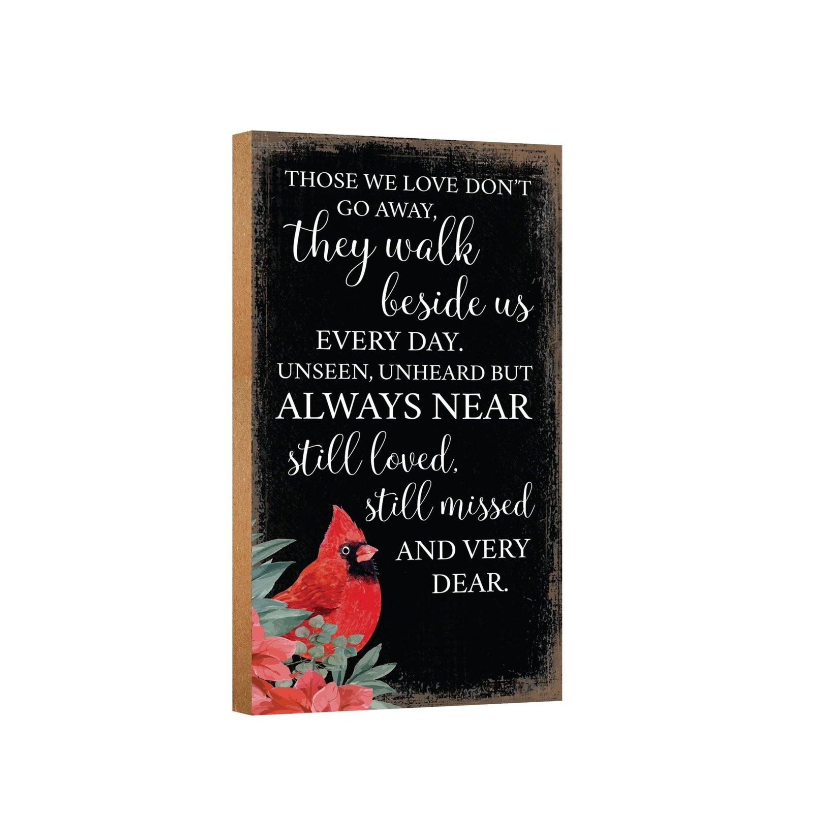 An elegant wooden memorial wall plaque adorned with a cardinal, designed to honor and cherish the memory of your loved one.