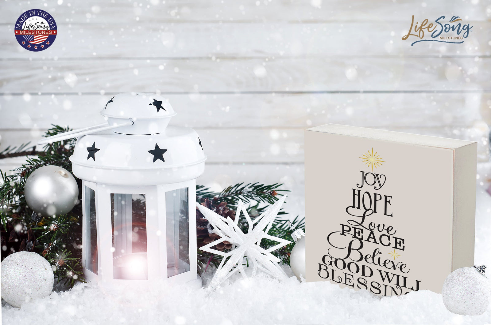 Christmas Shadow Box Shelf Décor - Joy Hope Love Peace - LifeSong Milestones