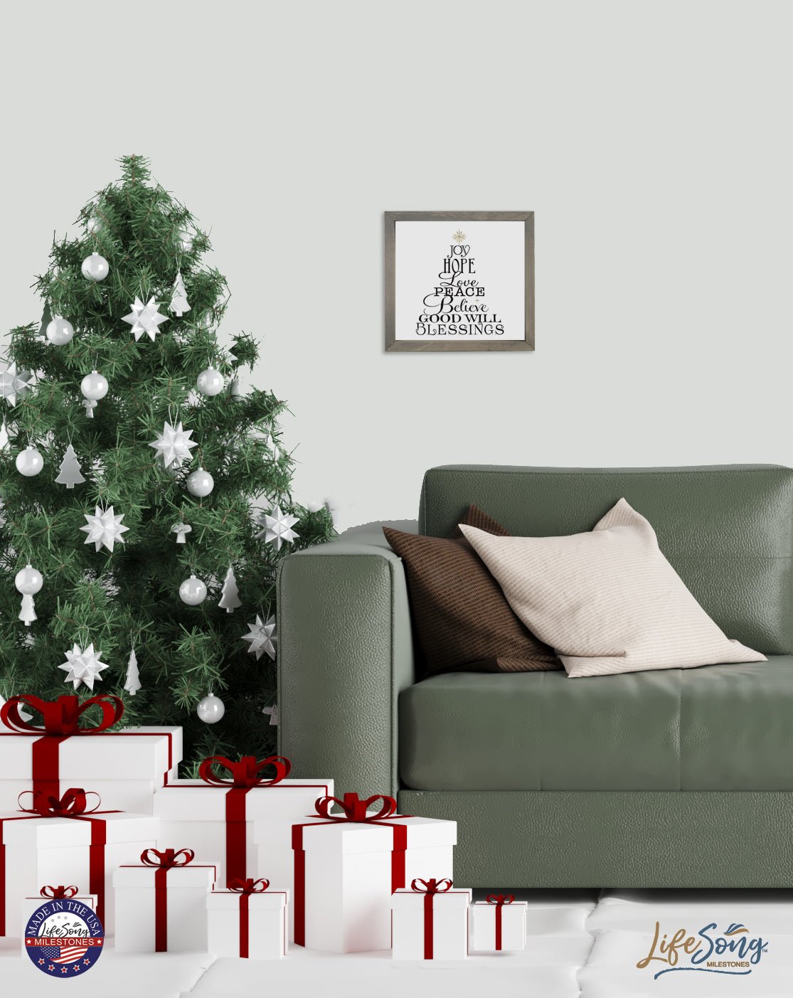 Christmas Shelf Décor - Joy Hope Love Peace - LifeSong Milestones