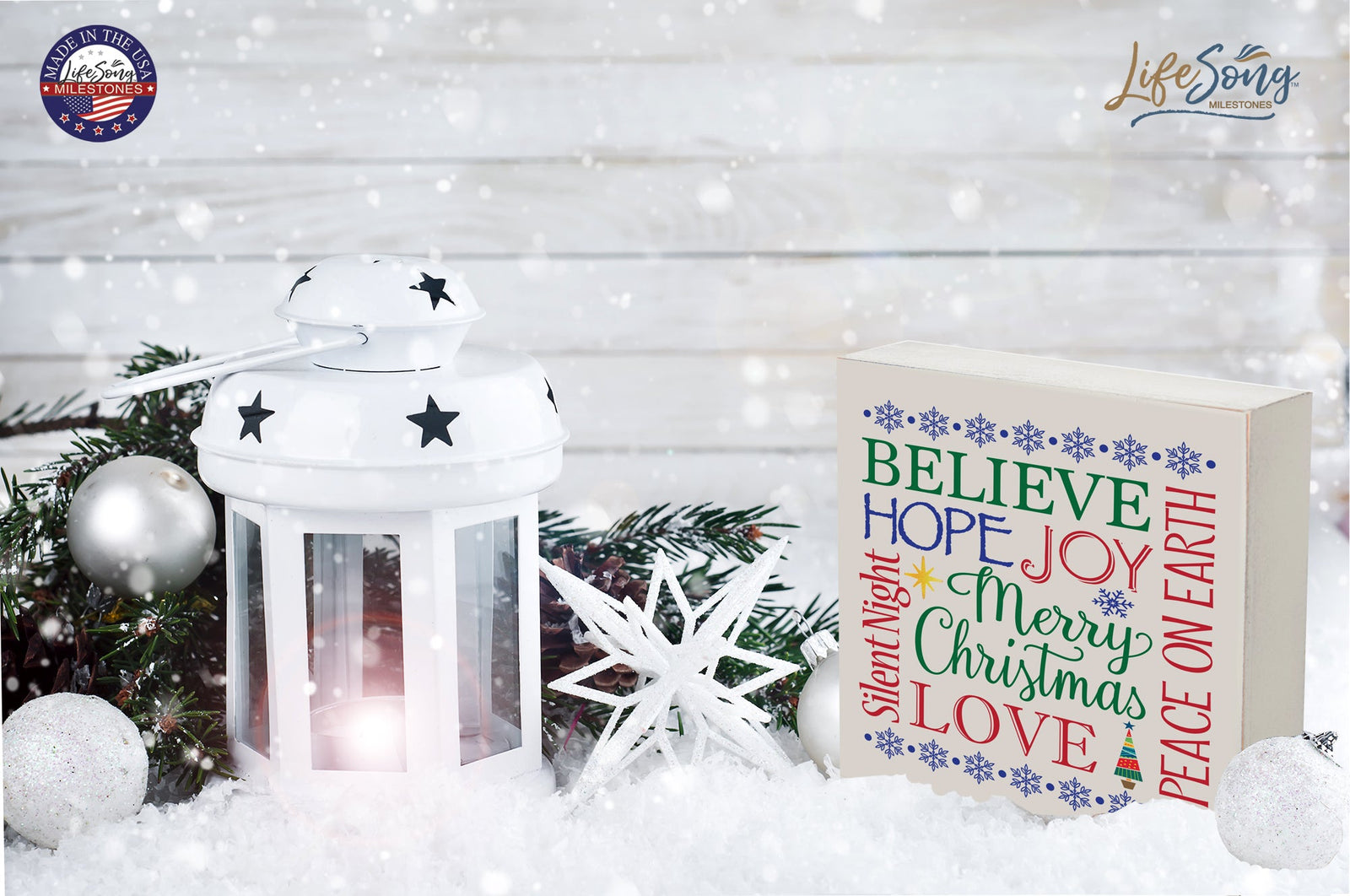 Christmas Shelf Décor - Love Hope Joy - LifeSong Milestones