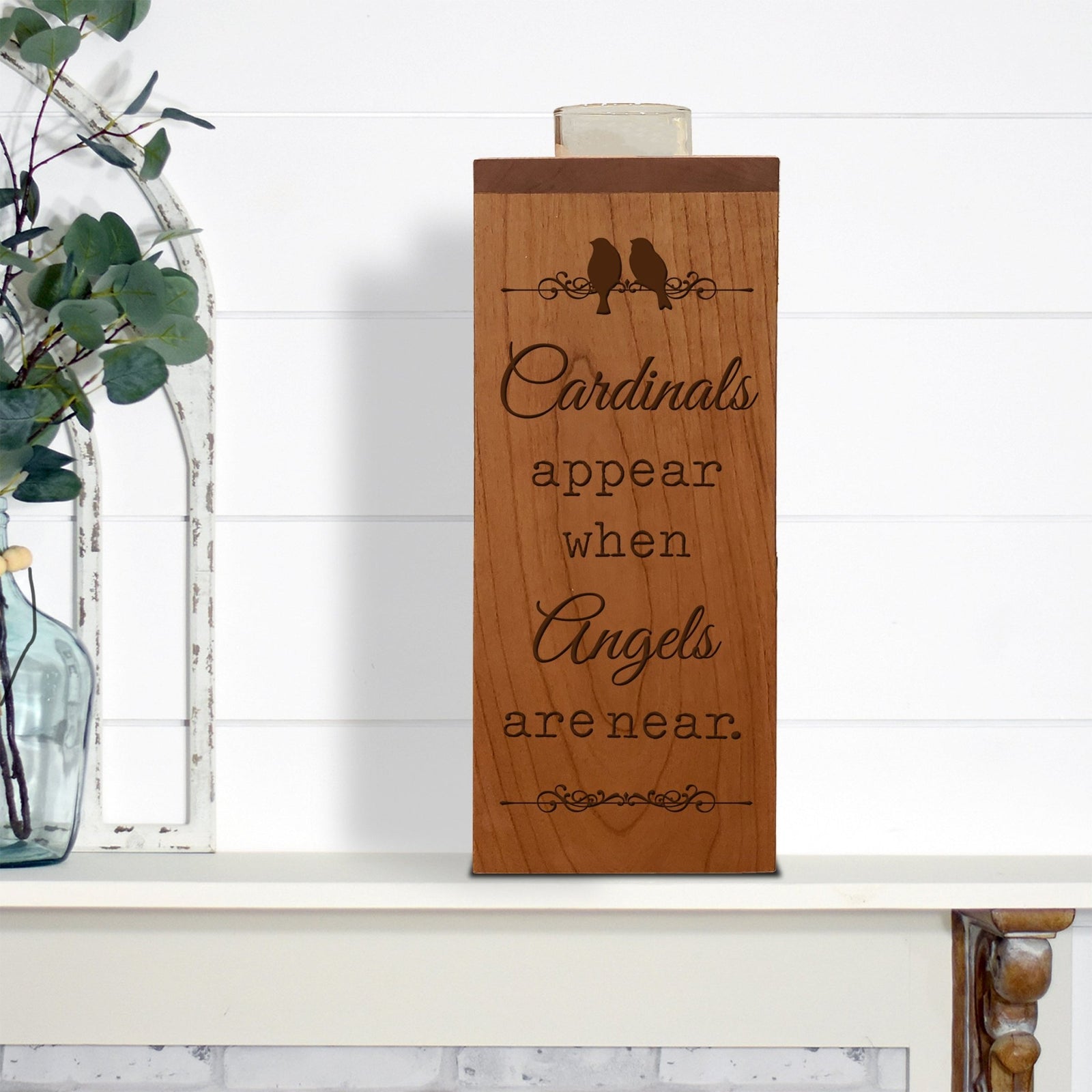 Cozy Cardinal Memorial Vertical Urns With Single Candle Holder For Human Ashes - Cardinals Appear - LifeSong Milestones