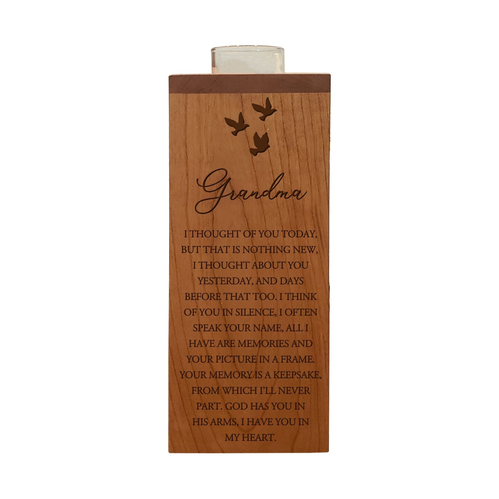 Cozy Cardinal Memorial Vertical Urns With Single Candle Holder For Human Ashes - I Thought Of You Grandma - LifeSong Milestones