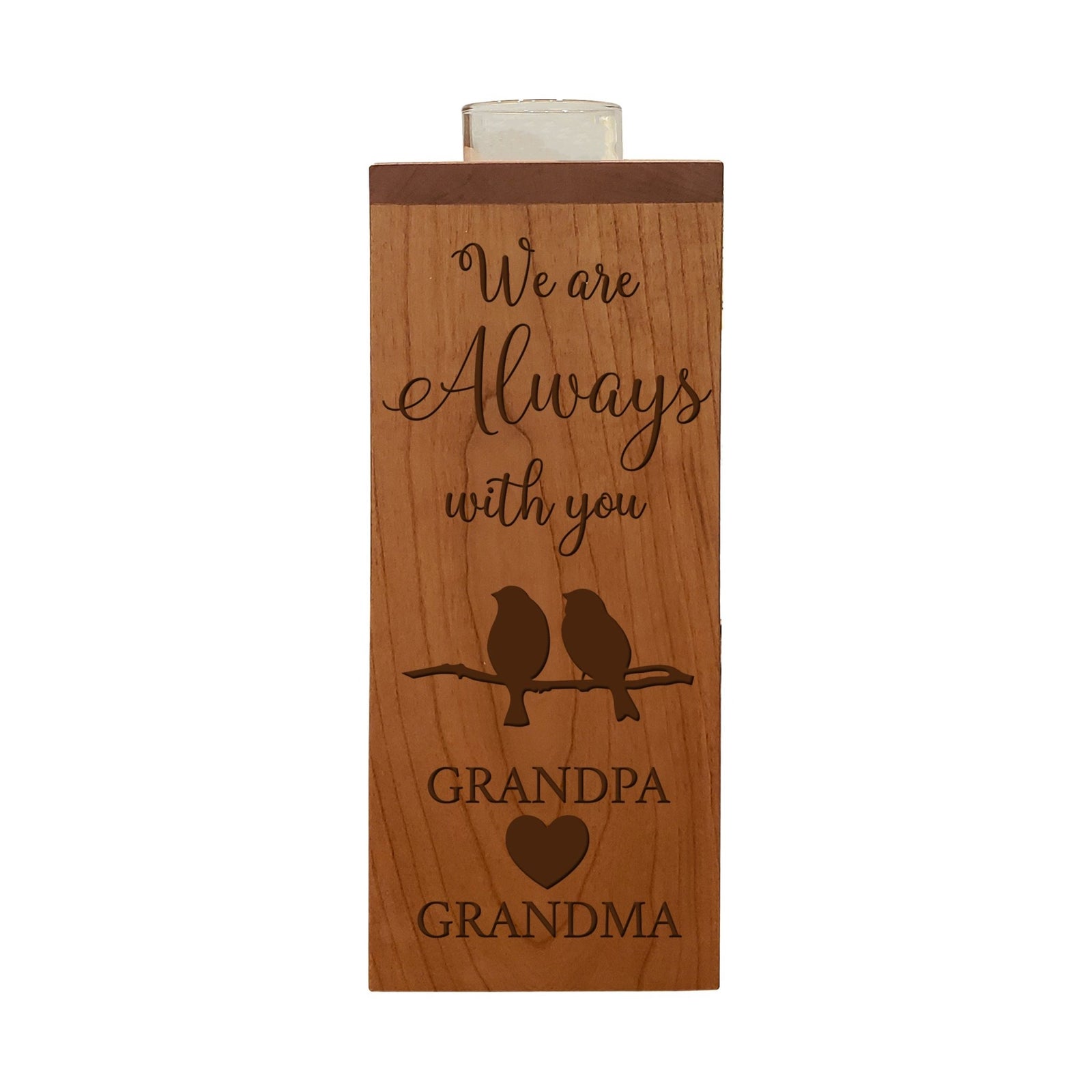 Cozy Cardinal Memorial Vertical Urns With Single Candle Holder For Human Ashes - We Always Grandpa and Grandma - LifeSong Milestones