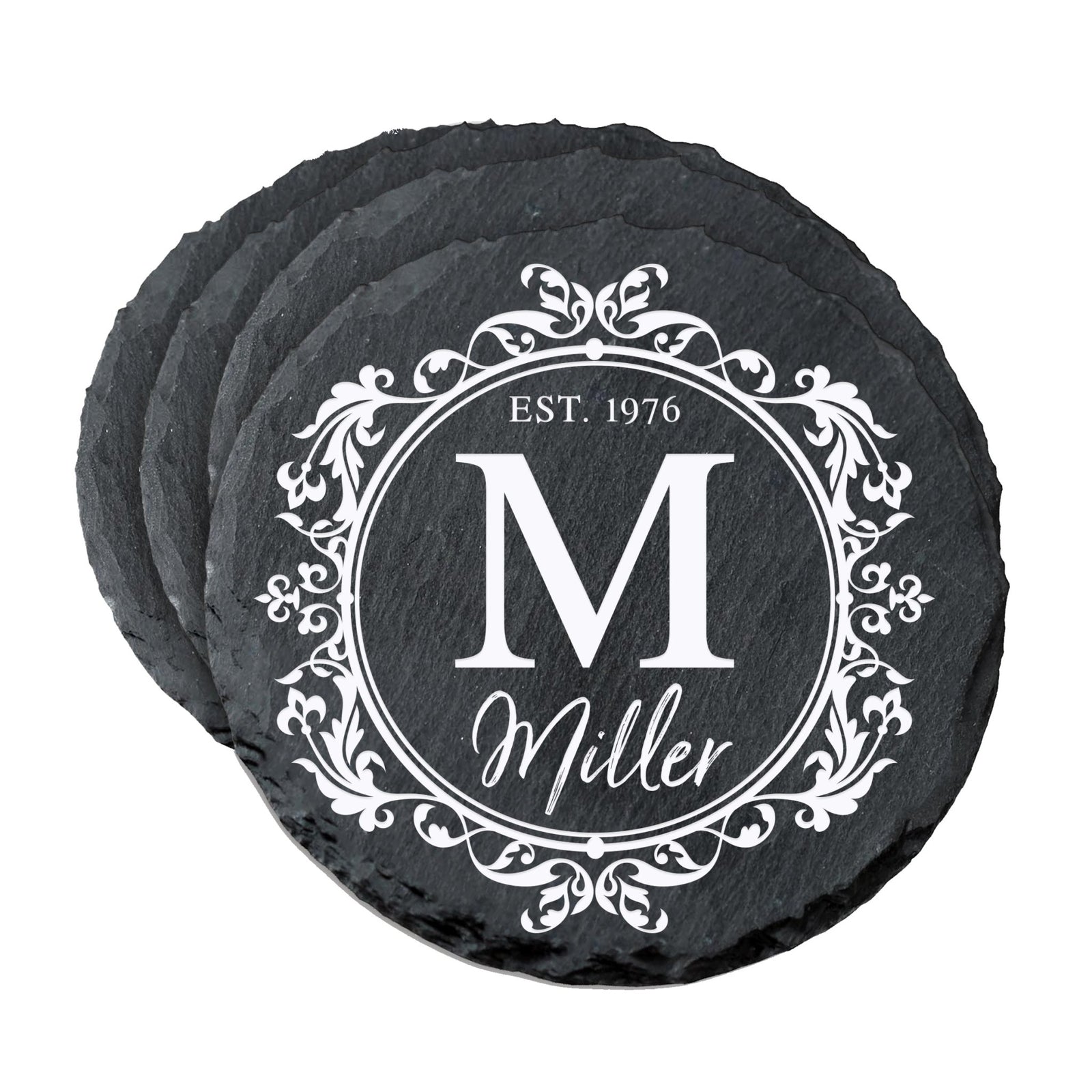 Custom 6pc Coaster Set Kitchen and Tabletop Decorations 4x4 Gift for Last Name, Year - LifeSong Milestones