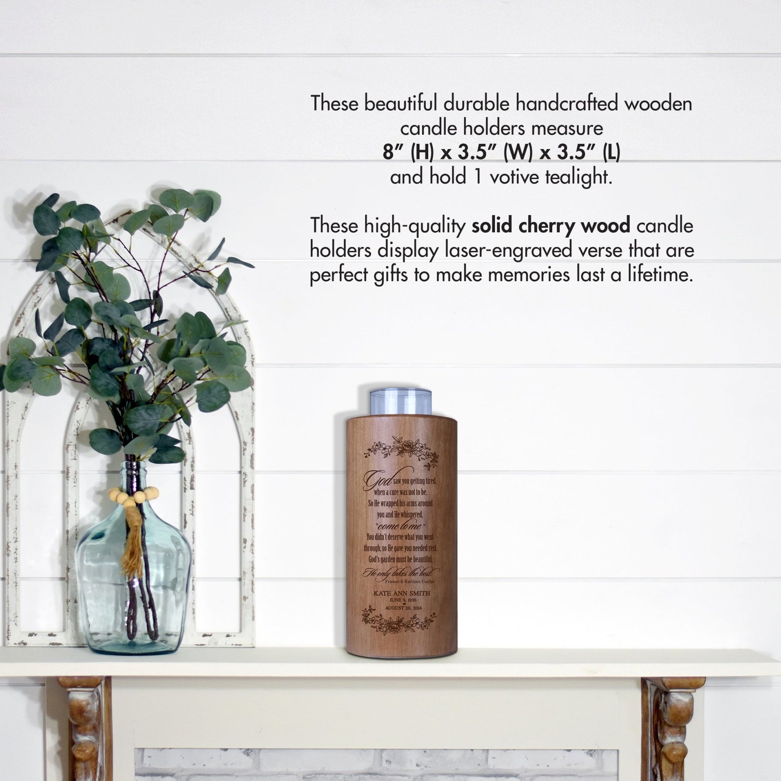 Custom 8in Round Candle Holder God Saw You - LifeSong Milestones