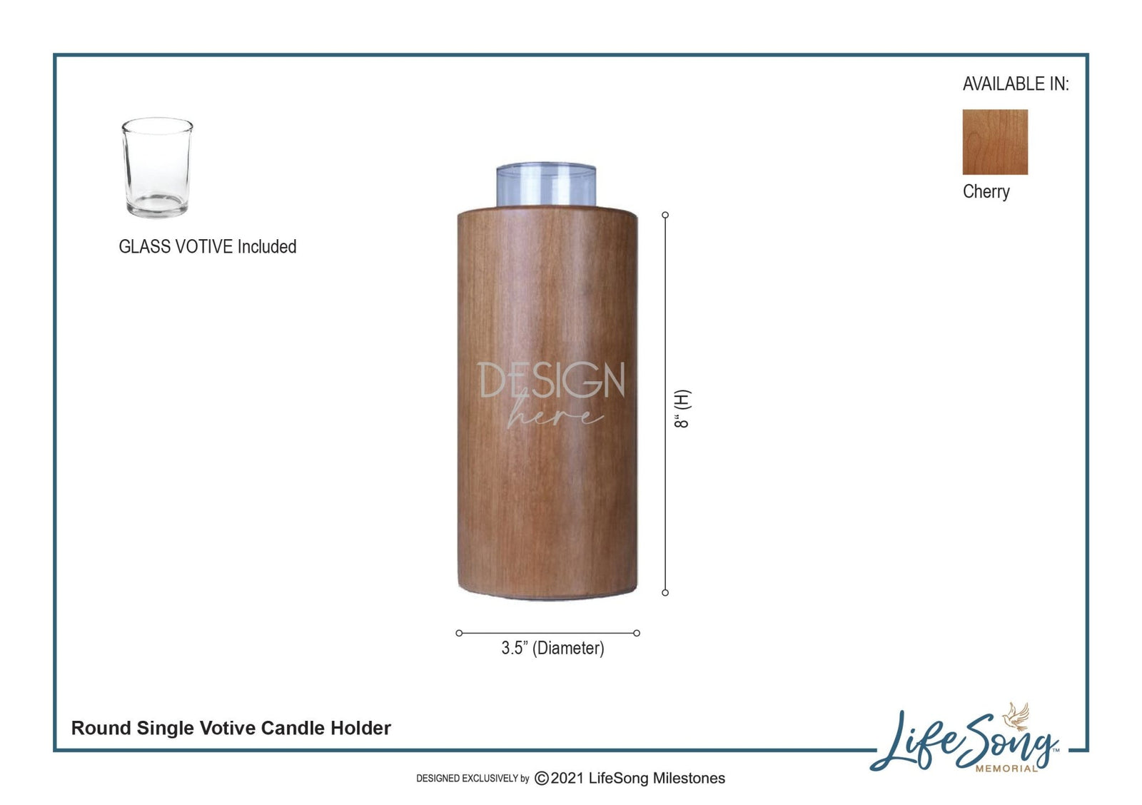 Custom 8in Round Candle Holder In Memory Of - LifeSong Milestones