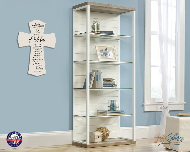 Custom Baby Dedication Wood Wall Cross - For I Know The Plans - Jeremiah 29:11 - LifeSong Milestones