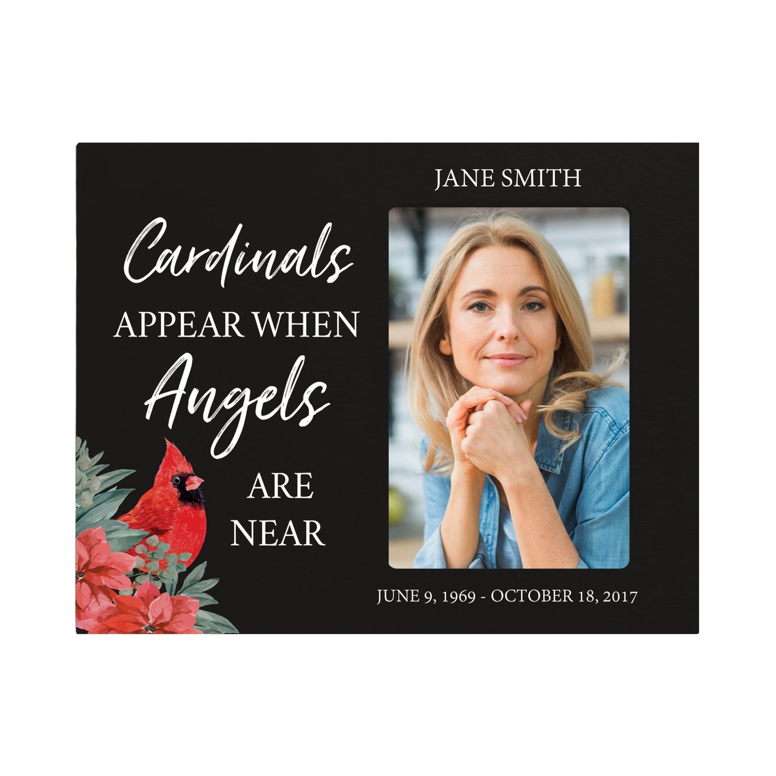 Custom Cardinal Wooden Memorial 8x10 Picture Frame holds 4x6 photo Cardinals Appear When - LifeSong Milestones