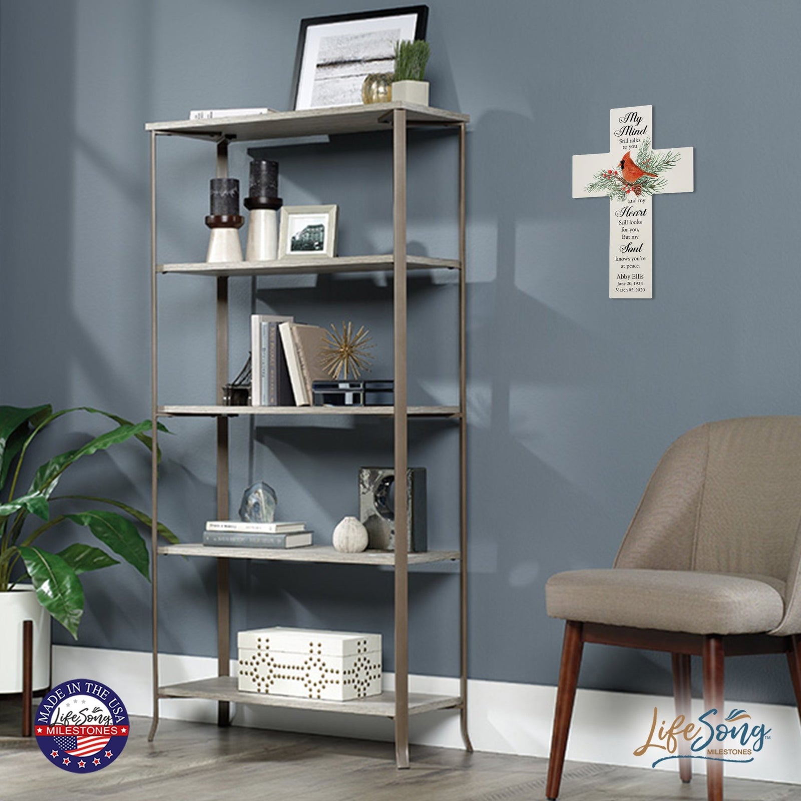 Custom Christmas Memorial Wall Cross - My Mind Still Talks to You - LifeSong Milestones