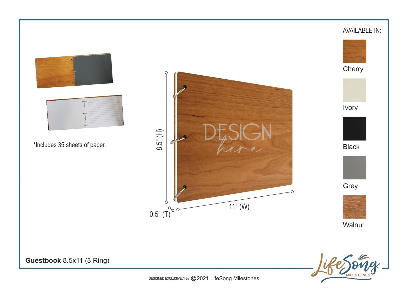 Custom Digitally Printed 3 Ring Wedding Photo Album 8.5” x 11” - LifeSong Milestones