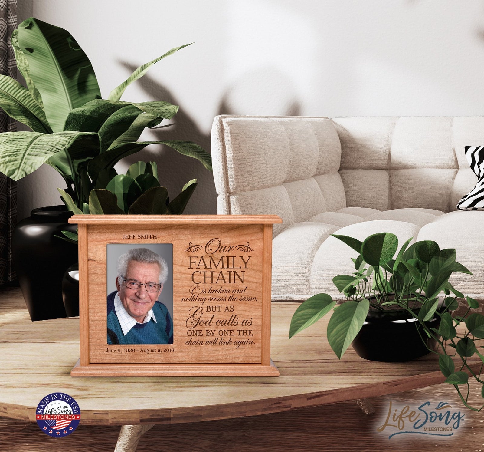 Personalized Engraved Photo Cremation Urn Box Memorial Gift