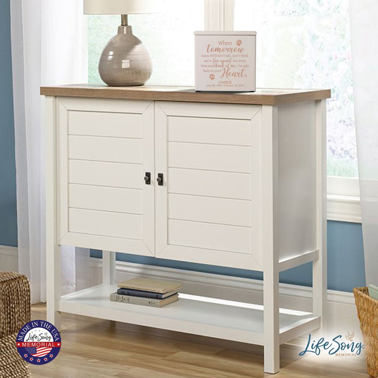 Custom Engraved Wooden Keepsake Urn Box for Pet Ashes