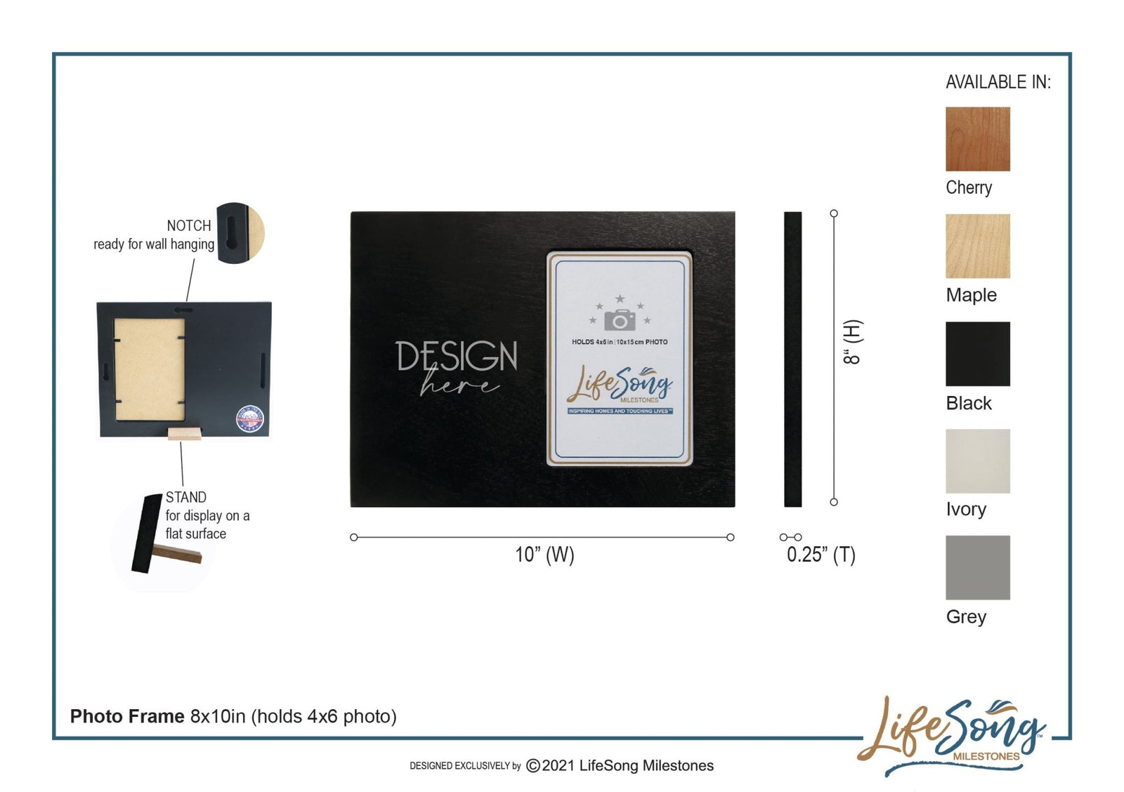 Custom Engraved Horizontal 8x10 Wooden Baptism Photo Frame May Bless You Holds 4x6 Photo - LifeSong Milestones