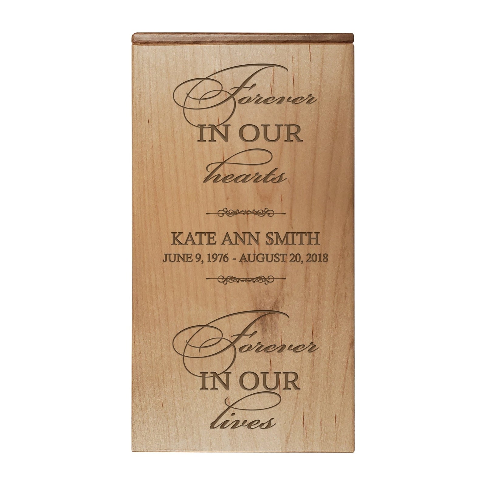 Personalized Wooden Memorial Cremation Urn Box for Human Ashes