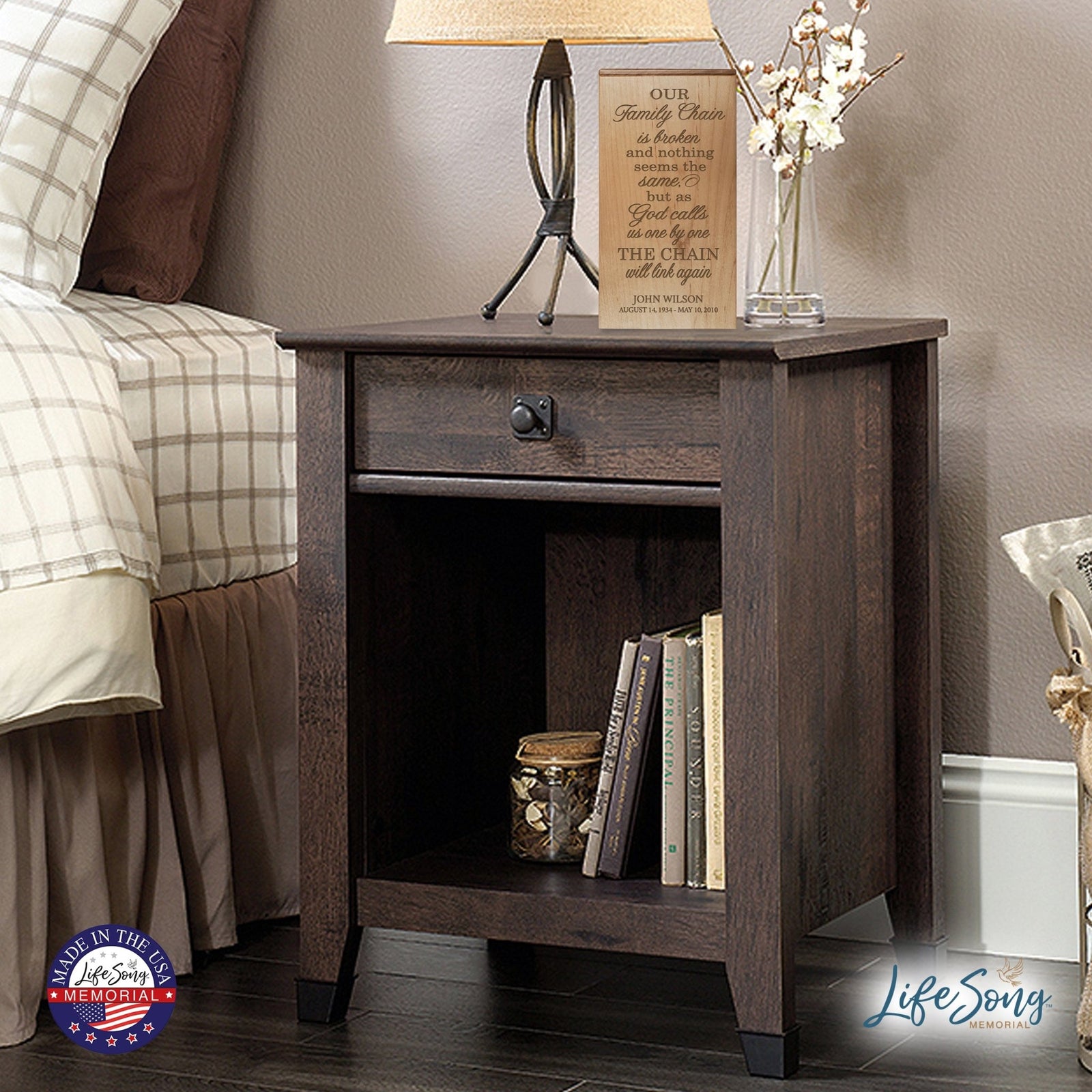 Personalized Wooden Memorial Cremation Urn Box for Human Ashes