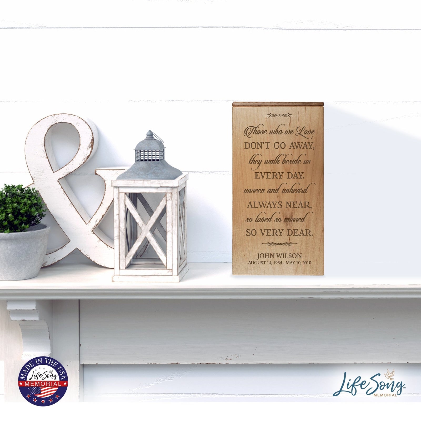 Personalized Wooden Memorial Cremation Urn Box for Human Ashes