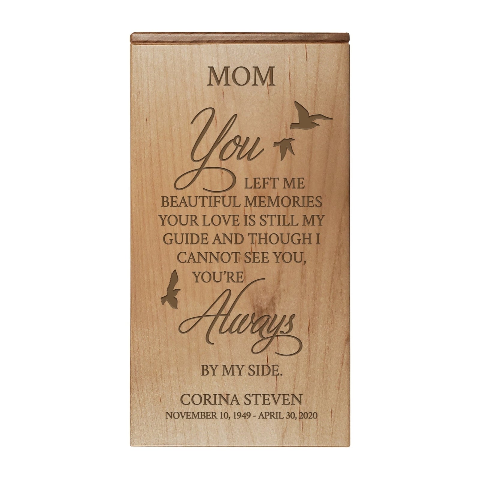 Handcrafted Wooden Keepsake Urn Box with Custom Engraving